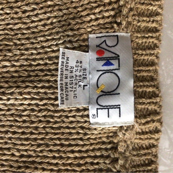 Vintage Rafloque women’s button down knit tan cardigan sweater size large - Picture 7 of 9